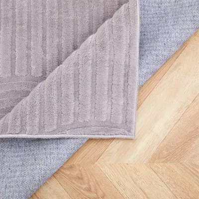Produktbild von Teppich BOW waschbar 200 x 300 grau mit Shaggy Bogenmuster - Kurzflor rutschfest, schmutz- und wasserabweisend - ideal für Wohnzimmer und Kinderzimmer - strapazierfähig pflegeleicht