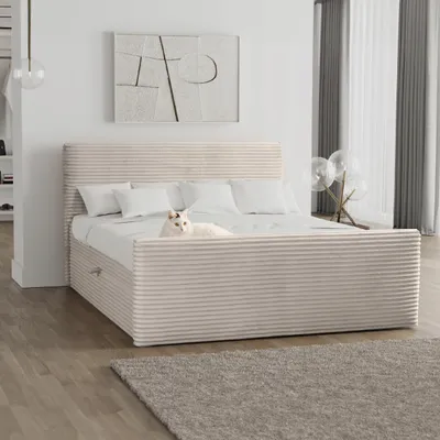 A bedroom setting with a bed and decor.