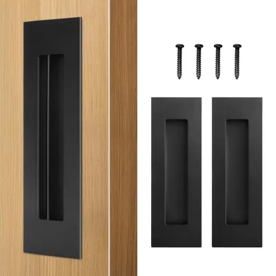 Produktbild von Taschentürgriff Versenkgriff Schiebetürgriff - 150 mm - Edelstahl 304 - Mattschwarz - 2 Stück