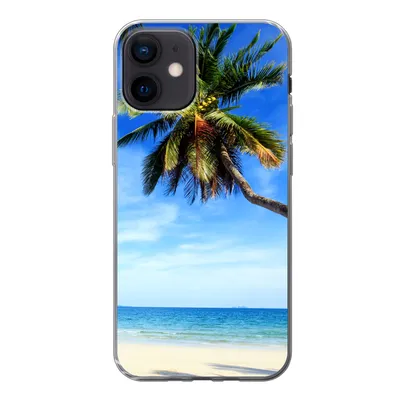 Produktbild von MuchoWow® Handyhülle Schutzhülle Hülle für iPhone 12 Palmen - Strand - Meer Silikon Softcase Handy Hülle - Schutzhülle