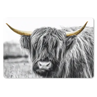 Produktbild von MuchoWow® Mauspad Mousepad Schottischer Highlander - Hörner - Gold - Schwarz 27x18 cm - Mousepads - Maus Mat - Pad - Mausunterlage - Büroartikel - Desk Matten