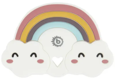 Produktbild von Bieco Silikon Regenbogen Beißring Baby, 9 cm | Ab 0 Monate | Zahnungshilfe Baby | Baby Greifling Regenbogen | Bunter Beissring für Baby zum Zahnen | Motorikspielzeug Baby | Beißring Silikon Baby