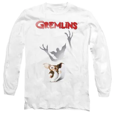 Image de T-shirt Gremlins, modèle unie pour hommes et femmes, manches longues, référence TV38046 (XXL), couleur blanche, Image générée par une IA