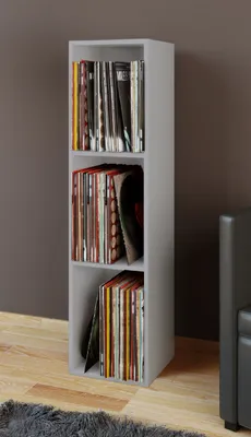 Produktbild von VCM Holz Schallplatten Regal | Stand Regal mit 3 Fächer für 100 Schallplatten | Maße: H. 107 x B. 34 x T. 30 cm - Platto