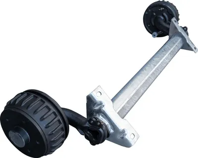 Produktbild von AL-KO COMPACT gebremste Anhängerachse 750 kg 5x112 700 mm 1100 mm Bremsachse für PKW Anhänger Autoanhänger Transportanhänger Kippanhänger Bollerwagen
