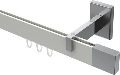 Produktbild von Interdeco Innenlaufstange / Gardinenstange mit Innenlauf Weiß / Chrom, Typ Smartline Lox (Quader), 14x35 mm 1-läufig, 160 cm
