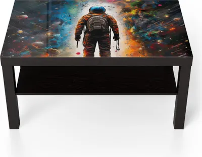 Produktbild von DEQORI Couchtisch 90x55 cm Schwarz 'Weltraumodyssee' Glas Beistelltisch Glastisch modern