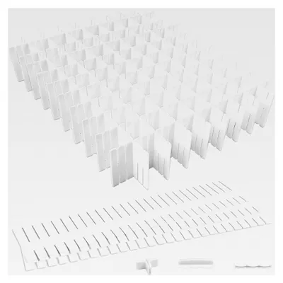 Produktbild von Schubladenteiler, 18 Stück, Weiß, Verstellbare Schubladenorganisatoren, Kunststoff Schubladeneinsatz für Unterwäsche, Socken, Kosmetik, Schlafzimmer, Büro