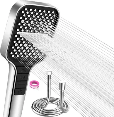 Produktbild von VEHHE Duschkopf mit Schlauch 1.5M 7 Strahlarten Wassersparend Silber