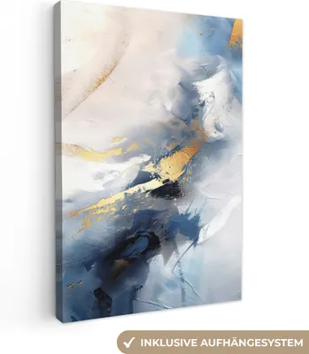 Obrázek produktu pro OneMillionCanvasses® - Obrazy na plátně - Modrá - Moderní - Mramor - Abstraktní - Zlatá, nástěnné umění, nástěnné dekorace Obývací pokoj, 80x120cm
