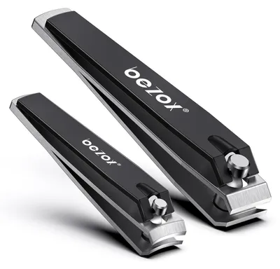 Image de Set de coupe-ongles 2 pièces, en acier inoxydable noir, pour les ongles des doigts et des orteils