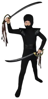 Produktbild von schwarzes Ninja Kostüm für für Jungen schwarzes Ninjakostüm Kinderkostüm Größe , Größe:122/128