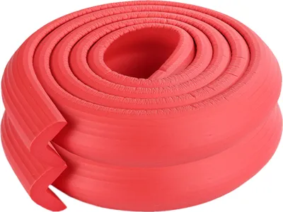 Image de (pack de 2) 2M Design de bande en forme de L Épaissir la table de sécurité de bébé. Coussin de protection des coins de l'arête Bandes de choc anti-collision, rouge