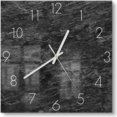 Produktbild von DEQORI Glasuhr 30x30 cm Zahlen 'Dunkle Steinstruktur' Wanduhr Glas Uhr Design leise