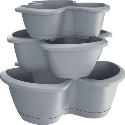 Image de Pot à herbes RESPANA TRIO 47 cm, (lot de 3) - pierre grise