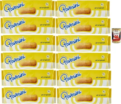 Produktbild von Pavesi Pavesini Classici, Biscotto Leggero per Colazione o Merenda, Leichter Keks zum Frühstück oder Snack, biscuits cookies, 12x 200 g + Italian Gourmet polpa 400g