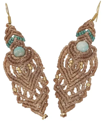 Produktbild von Makramee Ohrringe, Festival Schmuck - Modell 6, Creme-weiß, Messing,Nylon, 8*3 cm, Ohrringe + Ohrstecker Modeschmuck
