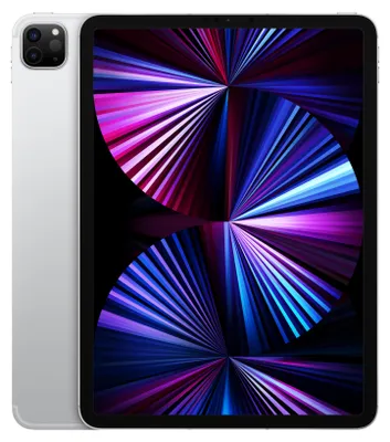 A silver iPad Pro is shown from the front and side.
