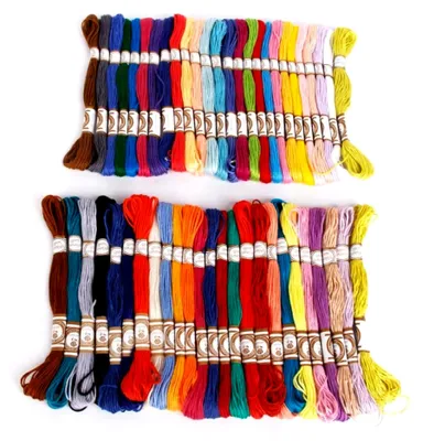 Produktbild von 100 Stück Lange Mehrfarbige Baumwoll-Kreuzstich-Stickgarne Zahnseide Nähgarn Zufällige Farben Kreuzstich-Stickgarn Floss-Nähgarn