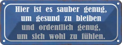 Produktbild von vianmo Blechschild 10x27 cm hier sauebr genug um gesund Dekoration Spruch Zitat