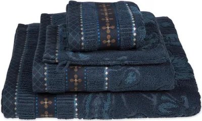 Produktbild von Pip Studio 3er Set Gästehandtuch Jasmin Jacquard Farbe Dark Blue Größe 30x50 cm