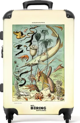 Obrázok produktu pre NoBoringSuitcases.com® Veľký kufor - Príroda - Zvieratá - More - Ilustrácia - Vintage - Kombinovaný zámok TSA - Pevná škrupina na kolieskach - 72 litrov - Cestovný kufor - 66 cmKufr Medium 67x43x25 cm, 72L,