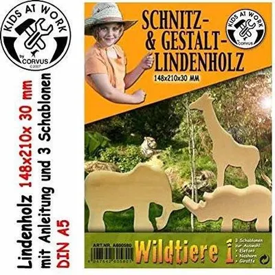 Produktbild von Lindenholz Schnitzholz für Schnitzereien und Modellbau, Serie Wildtiere, 15x21x3 cm