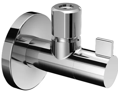 Produktbild von Schell Varia Design-Eckventil 1/2" mit Rosette, Griff mit 1 Wing, Chrom, 1 Stk.