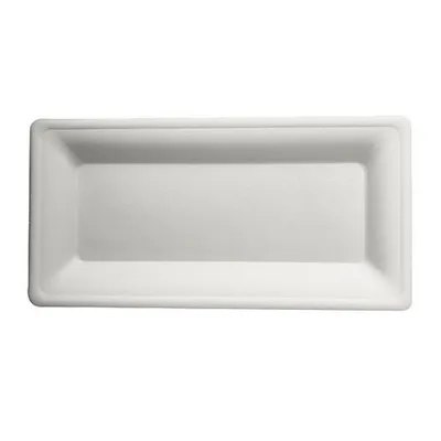 Produktbild von 500 Teller, Zuckerrohr pure eckig 13 cm x 26 cm weiss
