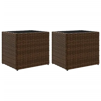 Produktbild von Pflanzkübel 2 Stk. Braun 36x30x32 cm Poly Rattan