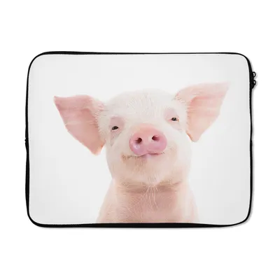 Produktbild von MuchoWow® Laptop Hülle 17 Zoll Laptoptasche Schwein - Rosa - Tiere - Natur - Zipper - Schutzabdeckung