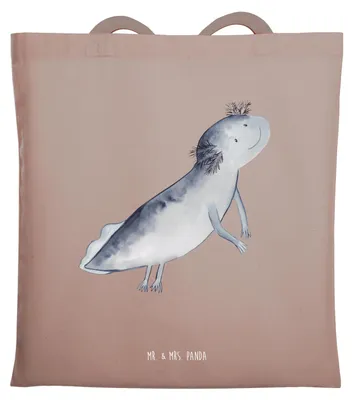 Produktbild von Mr. & Mrs. Panda Shopping Tasche Axolotl Schwimmen - Braun Pastell - Geschenk, Uni, Jutetasche, dokumententasche, Jutebeutel, Lösungen, Optimistisch, Tote Bag, glücklich