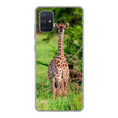 Produktbild von MuchoWow® Handyhülle Schutzhülle Hülle für Samsung Galaxy A71 Baby - Giraffe - Pflanzen Silikon Softcase Handy Hülle - Kartenbesitzer