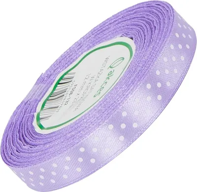 Zdjęcie produktu dla WSTĄŻKA SATYNOWA w kropki 12 mm - liliowa 132 - 23 m - dekoracyjna tasiemka