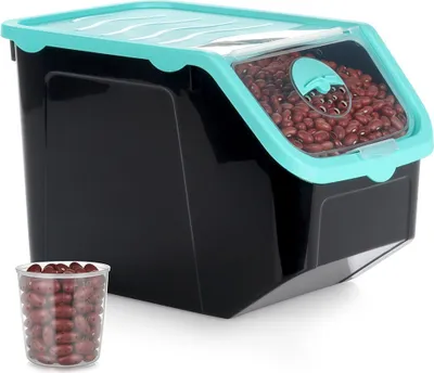 Image de Vilde | Boîte de conservation pour fruits et légumes - avec couvercle - 12 L - Noir - Boîte fraîcheur - Aération réglable
