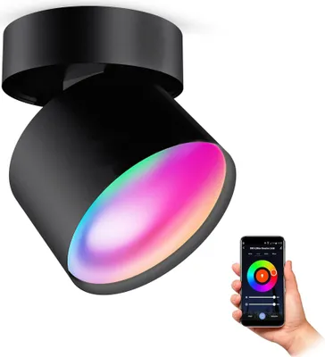 Produktbild von SSC-LUXon SAMU Decken Aufbauspot schwarz schwenkbar - mit Smart GX53 LED 6W RGB CCT WLAN - Strahler kompatibel mit Alexa, Siri & Google