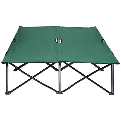 Produktbild von Feldbett mit Tragetasche Tragbares Klappbett Campingbett bis 136 kg belastbar für 2 Personen 193 x 125 x 40 cm Grün