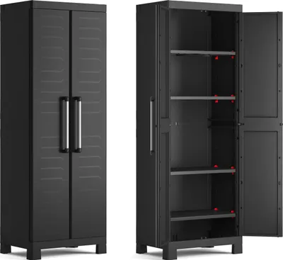 Zdjęcie produktu dla Keter Detroit Alto Czarna - Szafa Narzędziowa 182 cm - 4 Regulowane Półki - 65x45x182 cm