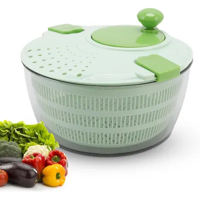 Produktbild von Salatschleuder 4L Salad Spinner Mit Deckel Salatschleudern Salatschüssel Gemüsetrockner Zum Waschen und Trocknen von Salaten Gemüse Obst, Rutschfest