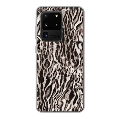 Produktbild von MuchoWow® Handyhülle Schutzhülle Hülle für Samsung Galaxy S20 Ultra Pantherdruck - Formen - Schwarz - Braun Silikon Softcase Handy Hülle - Karteninhaber