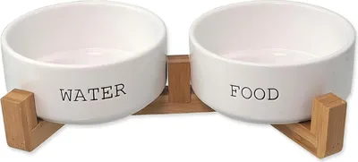 Produktbild von Dog Fantasy Schalenset mit Ständer weiß 850 ml
