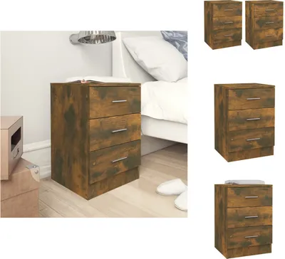 Zdjęcie produktu dla vidaXL Szafki nocne 2 szt. Dąb wędzony 38x35x56 cm materiał drewnopochodny - Szafki nocne