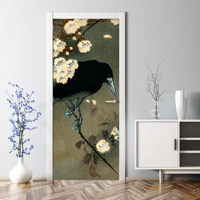 Produktbild von Dekorative Türposter selbstklebend Klebefolie Wandaufkleber Türaufkleber Das Krähenbild 85 x 200 cm