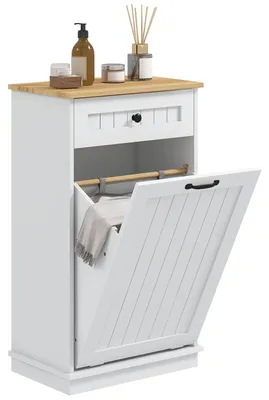 Image de Meuble de salle de bain - Armoire de salle de bain - Meuble à linge - Meuble de rangement - Panier à linge de 54,5 litres - MDF laqué