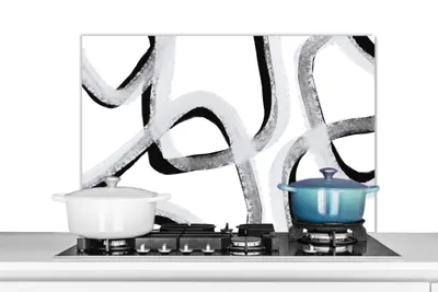 Obrázok produktu pre MuchoWow® Splashback Kuchyňa - Kuchynský backsplash - Ochrana steny pre sporák a drez Línia - minimalizmus - dizajn 90x60cm Alu-Dibond (alternatíva k