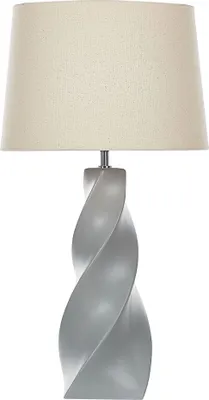 Obrázek produktu pro BELIANI Stolní lampa šedá keramická základna 71 cm bílé látkové stínidlo klasická stolní lampa k posteli obývací pokoj ložnice