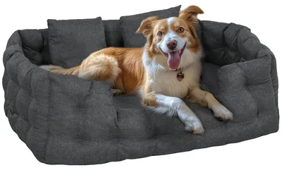 Image de Lit pour chien, base antidérapante, coussins supplémentaires, gris, 110 x 70 x 35 cm