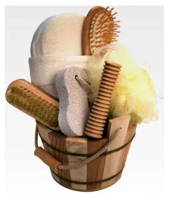 Produktbild von Geschenkset aus gestreiftem Holz