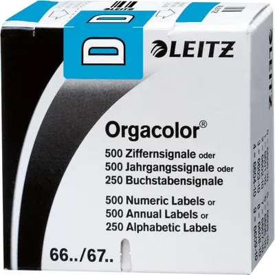 Produktbild von Leitz Buchstabensignal Orgacolor® Orgacolor Registratursysteme D selbstklebend Kunstdruckpapier blau