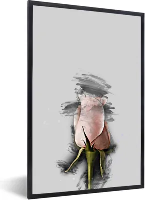 Produktbild von MuchoWow® MuchoWow® Gerahmtes Poster Blumen - Rosa - Schwarz 40x60 cm - Poster mit zchwarzem Bilderrahmen - Papierdruck - Wandbilder